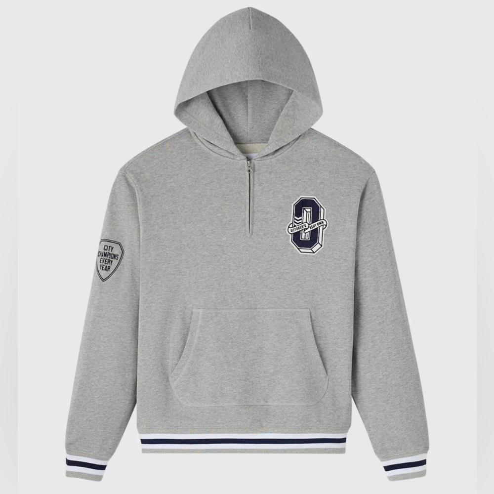 Drakes October’s Very Own 1/4 Zip Varsity Style Hoodie OVO Patch Embroidered L